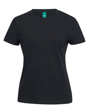 Black - Front - 1STS1 - C of C Ladies Cotton S/S Stretch Tee