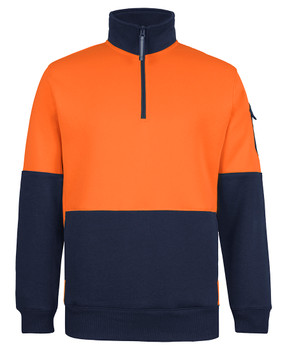 Orange / Navy - Front - 6CHVF - JB's 350G HV 1/2 Zip Trade Fleece