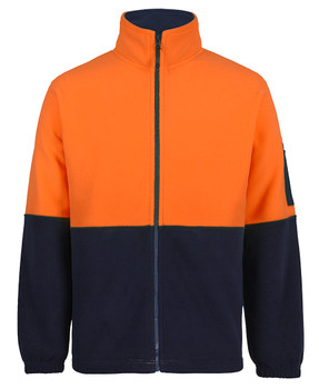 Orange / Navy - Front - 6HVPE - JB's HV Full Zip Polar Fleece