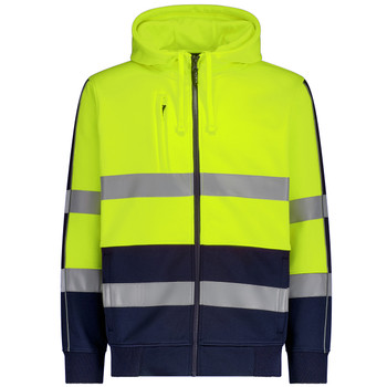 Yellow / Navy - Front - ZT486 - Unisex Hi Vis Full Zip Stretch Taped Hoodie - Syzmik Workwear