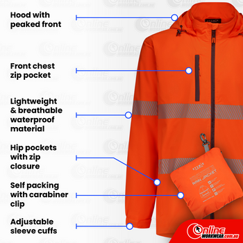 ZJ560 - Unisex Super Light Segmented Tape Packable Rain Jacket