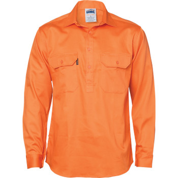 Orange - Front - 3204 - Closed Front Drillhirt L/S