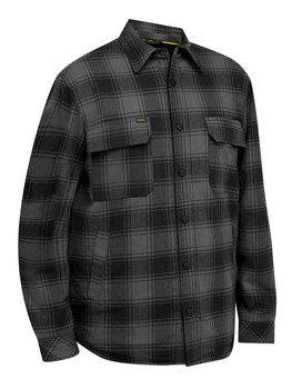 Charcoal Check - Front - BJ6101 - Shacket with Sherpa Lining
