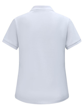 A light blue ladies' short-sleeve polo shirt with a classic pique fabric and a brand logo.