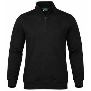 Black - Front - 1534 - MAWSON MENS 1/4 ZIP SWEATER - Aussie Pacific
