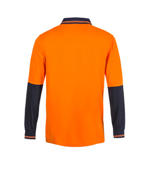 Navy / Orange - Alternate - WSP402 - Hi Vis Two Tone L/S Polo Cb