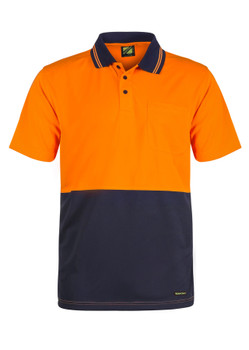 Orange / Navy - Front - WSP201 - Hi Vis Two Tone S/S Polo Pocket
