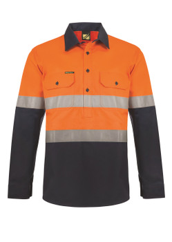 WS6032 - 2 Tone Half Placket Shirt W Tape
