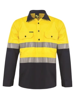 WS6032 - 2 Tone Half Placket Shirt W Tape