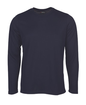 Navy - Front - 7PLFT - PODIUM KIDS L/S POLY TEE
