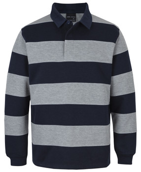 Navy / 13% Marle - Front - 3SR - JB's Rugby Striped