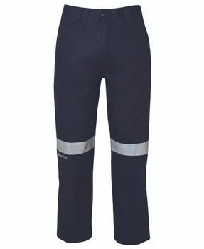 Navy - Front - 6MDNT - JB's M/Rised Work Trouser With Reflective Tape -67R