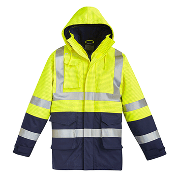 ZJ900 - Mens Arc Rated Anti-Static Waterproof Jacket Yellow/Navy Front