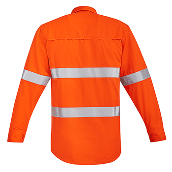 ZW145 - Mens Orange Flame HRC 2 Hoop Taped Open Front Spliced Shirt Orange Back