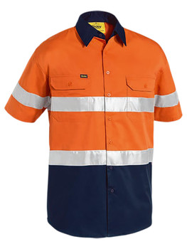 Orange / Navy - Front - BS1896 - Taped Hi Vis Cool Lightweight Shirt