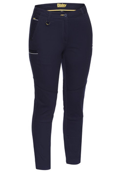 Navy - Front - BPL6015 - Women's Mid Rise Stretch Cotton Pants