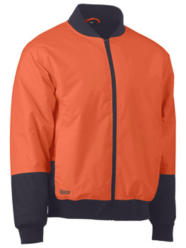 Orange / Navy - Front - BJ6730 - Hi Vis Bomber Jacket