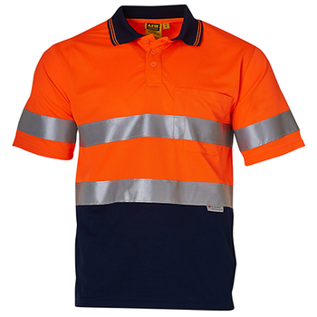 Orange Navy - SW17A Short Sleeve Safety Polo