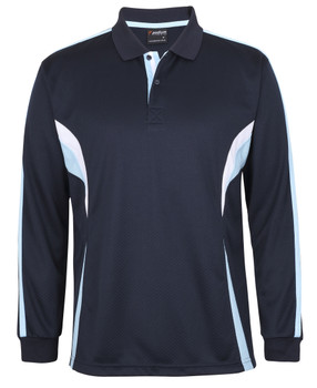 Navy / Light Blue / White - Front - 7CLP - PODIUM L/S COOL POLO