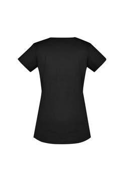 A black Women's Streetworx Tee featuring a simple design and a logo on the back.