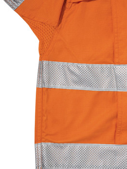 Orange / Navy - Front - BS6415T - X Airflow Taped Hi Vis Ripstop Shirt