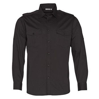 M7912 - Mens Long Sleeve Military Shirt - Black