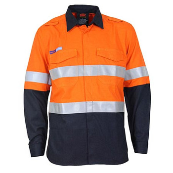 Orange-Navy - 3455 Inherent FR PPE2 2T D/N Shirt - DNC Workwear