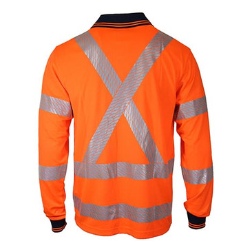 3510 HiVis Segmented Tape X Back L/S Polo - DNC Workwear