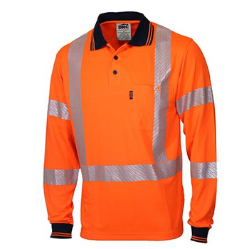 3510 HiVis Segmented Tape X Back L/S Polo - DNC Workwear