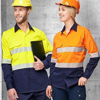 SW83 Unisex Hi Vis Cool-Breeze Safety Long Sleeve Shirt (Segmented Tape) - Australian Industrial Wear