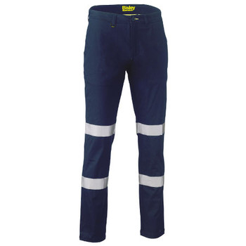 Navy - BP6008T Taped Biomotion Stretch Cotton Drill Work Pants - Bisley