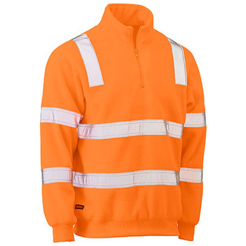 Orange - BK6816T Taped Hi Vis Rail Polar Fleece Jumper - Bisley