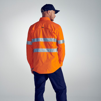 Model - Back - BS6416T - X Airflow Taped Hi Vis Ripstop Shirt - Bisley Workwear