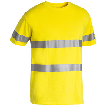 Yellow - Front - BK1017T  - Taped Hi Vis Cotton T-Shirt - Bisley Workwear