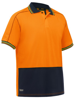 Orange / Navy - Front - BK1219 - Hi Vis Polyester Mesh Polo