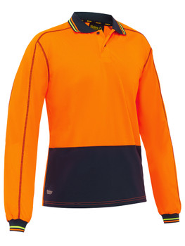 Orange / Navy - Front - BK6219 - Hi Vis Polyester Mesh Polo