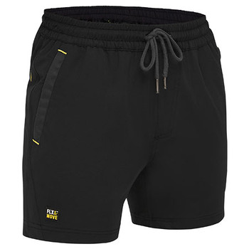 Black - BSH1331 Flex and Move 4 Way Stretch Elastic Waist Short - Bisley