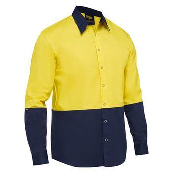 Yellow-Navy - BS6442 Two Tone Hi Vis Long Sleeve Shirt - Bisley