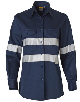 WT08HV - WOMENS COTTON DRILL WORK SHIRT WITH 3M TAPES