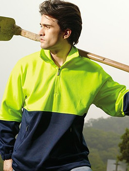 SJ0411 - UNISEX ADULTS HI-VIS 1/2 ZIP FLEECE