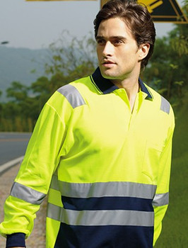 SP0537 - UNISEX ADULTS HI VIS POLYFACE COTTON BACK POLO WITH REFLECTIVE TAPE