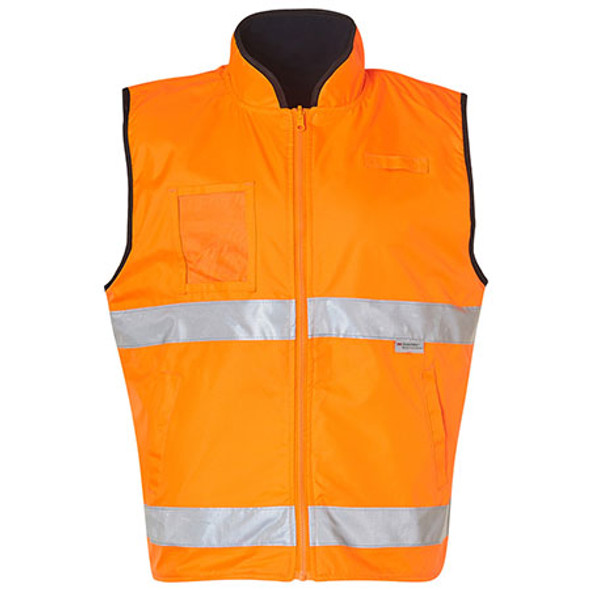 SW49 - High Visibility Reversible Mandarine Collar Safety Vest - Orange-Navy