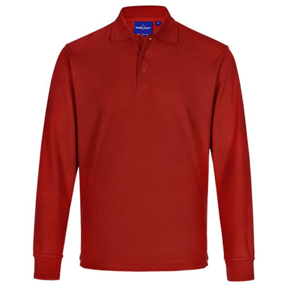 Red - PS12 Unisex Traditional Poly/Cotton Pique Long Sleeve Polo - Winning Spirit