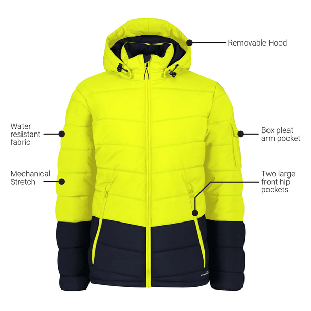 Annotated - Front - ZJ240 - Unisex Streetworx Hooded Puffer Jacket - SYZMIK