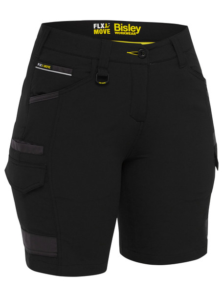 Black - Front - BSHL1332 - Women's Flx & Move 4-Way Stretch Zip Cargo Short