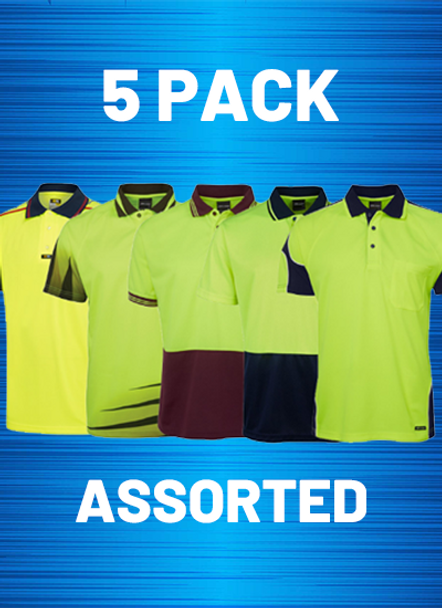 5FOR55 - Bundle of 5 Polo Shirts - One Colour - One Size