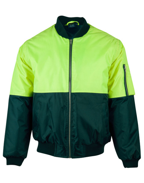 Yellow / Bottle - Front - SW06A - Hi-Vis Two Tone Flying Jacket Yellow / Bottle - Front - SW06A - Hi-Vis Two Tone Flying Jacket