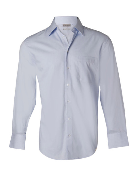 Blue - Front - M7030L - Men's Fine Twill L/S Shirt Blue - Front - M7030L - Men's Fine Twill L/S Shirt
