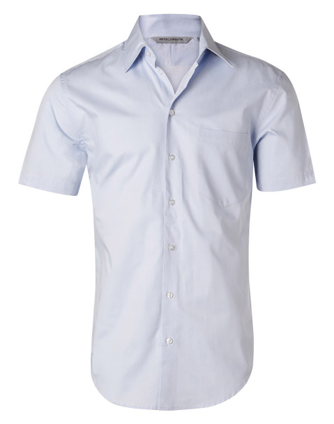 Blue - Front - M7030S - Men's Fine Twill S/S Shirt Blue - Front - M7030S - Men's Fine Twill S/S Shirt