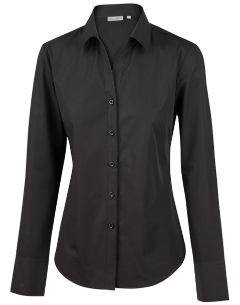 Black - Front - M8002 - Women's Nano Tech Long Sleeve Shirt Black - Front - M8002 - Women's Nano Tech Long Sleeve Shirt